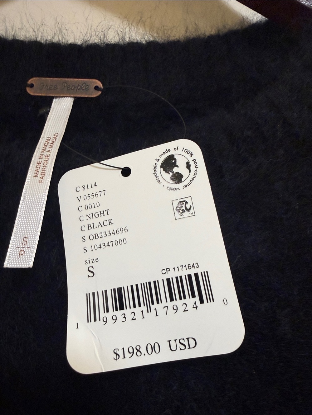 Free People Belle Brushed Cashmere Tee Black NWT small - Picture 3 of 8
